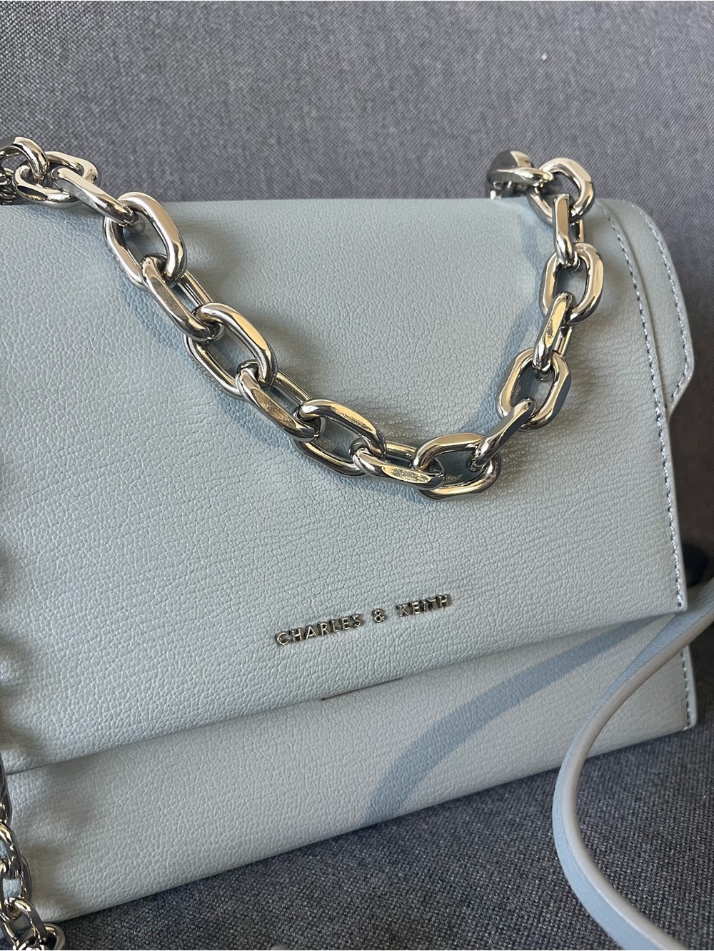 Charles & Keith Light Blue Chain Strap Shoulder Bag